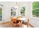 Bright dining area with a wooden table, hardwood floors and backyard views at 424 Melrose Ave, Decatur, GA 30030