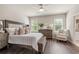 Spacious main bedroom with hardwood floors, ceiling fan, and bright windows at 5128 Noble Village Way # 35, Lilburn, GA 30047