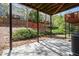 Backyard view showcasing a patio area and trees with houses in the background at 1530 Wehunt Se Cir # 19, Smyrna, GA 30082