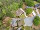 Beautiful aerial view of a home nestled on a cul-de-sac lot with mature trees and manicured landscaping at 674 Owl Creek Ct, Powder Springs, GA 30127