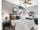 Cozy bedroom with soothing gray walls, plush carpet, and stylish furniture at 1628 Baytree Dr, Cumming, GA 30040