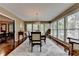 Sunlit dining room with large windows, hardwood floors, and elegant chandelier at 2130 Monticello Pl, Lawrenceville, GA 30043