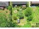 Aerial view of backyard showcasing mature trees, landscaping and detached shed at 4360 Pleasant Forest Dr, Decatur, GA 30034