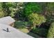 Aerial view of the home's backyard showing mature trees, a screened-in porch, and well-kept lawn at 1315 Badingham Dr, Cumming, GA 30041