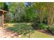 Manicured backyard with an expansive lawn, lush landscaping, and mature shade trees at 1315 Badingham Dr, Cumming, GA 30041