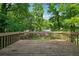 Wooden back deck overlooking a lush green backyard with mature trees at 706 Cather Ct, Stone Mountain, GA 30088