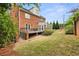 Spacious backyard featuring a deck, lush lawn, and privacy landscaping, offering an inviting outdoor retreat at 100 Barnard Pl, Atlanta, GA 30328