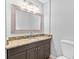 Bathroom featuring granite countertop, framed mirror, and modern vanity at 100 Barnard Pl, Atlanta, GA 30328