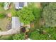 Aerial view of a well-maintained home featuring lush greenery, a private backyard, and mature trees at 1470 Rhododendron Nw Dr, Acworth, GA 30102