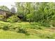 Spacious backyard with lush greenery, a wooden fence, and mature trees providing shade at 2425 Maclaren Cir, Dunwoody, GA 30360