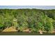 Picturesque aerial view of a wooded property on a lake, featuring mature trees and waterfront access at 5159 Sw East Shore Sw Dr, Conyers, GA 30094