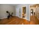 Hardwood floor exercise room showcasing home gym equipment and access to additional rooms at 3127 Lenox Ne Rd # 1, Atlanta, GA 30324