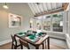 Sunroom with table seating, large windows with wooded views and gray painted floor at 865 Ashland Ne Ave, Atlanta, GA 30307