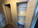 This closet features shelving for storage with easy access at 2036 Countydown Ln, Stone Mountain, GA 30088