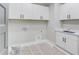 Laundry room with white cabinets, utility sink and unfinished flooring at 37 Deer Canyon Dr, Auburn, GA 30011