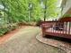 Large backyard with a wooden deck and spacious green area provides a perfect outdoor space for various activities at 5574 Wynhall Dr, Peachtree Corners, GA 30071