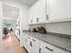 Pantry with white cabinets, granite counters, and storage at 461 Timberleaf Rd, Canton, GA 30115