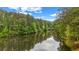 Scenic view of the pond surrounded by mature trees and showing a bridge in a tranquil neighborhood at 6351 Granbury Nw Walk, Acworth, GA 30101