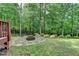 Backyard area featuring an outdoor fire pit surrounded by greenery at 5195 Stefan Ridge Way, Buford, GA 30519