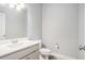 Clean half-bath with gray cabinets and white vanity at 1702 Prospect Way, Conyers, GA 30094