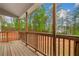 Relaxing wooden deck with wood railing and secluded backyard views at 8230 Dawson View Way, Cumming, GA 30028