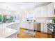 Modern kitchen featuring white cabinetry, stainless steel appliances, and a large island with bar seating at 2773 Brookgrove Se Ln, Atlanta, GA 30339