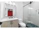 Modern bathroom featuring a glass-enclosed shower, stylish vanity, and sleek fixtures at 575 Indian Hills Pkwy, Marietta, GA 30068