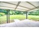 Covered patio area overlooking backyard featuring concrete flooring, metal framework, and pastoral view at 1236 Stone Mountain Lithonia Rd, Lithonia, GA 30058