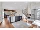 Spacious kitchen with a large island, stainless steel appliances, and an open view into the living area at 160 Cricket Ln, Alpharetta, GA 30009