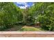 Backyard view from deck overlooking green space with trees at 6857 Womack Ct, Atlanta, GA 30360