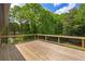 Spacious wooden deck perfect for outdoor gatherings with lush greenery backdrop at 6857 Womack Ct, Atlanta, GA 30360