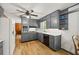 Well-appointed kitchen with gray cabinets, modern appliances, and ample counter space, ideal for cooking at 6857 Womack Ct, Atlanta, GA 30360