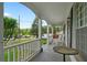 Inviting front porch with white columns, railings, and a seating area at 34 Duke Dr, Lawrenceville, GA 30046