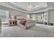 Spacious main bedroom features a tray ceiling, neutral color palette, and large windows at 147 Gold Bridge Xing, Canton, GA 30114