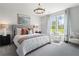Bright bedroom with a king bed, decorative lighting, and a view of the outdoors at 286 Abbotts Crossing Cir, Conyers, GA 30094