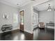Bright office with shuttered windows, hardwood floors, stylish decor, and a peaceful sitting area at 1811 Kent Ave, Dunwoody, GA 30338