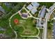 Aerial view of Pernoshal Park featuring basketball courts, a playground, green space, and ample parking at 1811 Kent Ave, Dunwoody, GA 30338