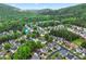 An aerial view of a residential neighborhood surrounded by lush greenery and rolling hills, offering a serene and picturesque setting at 449 Highlands Loop, Woodstock, GA 30188