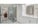 Gorgeous bathroom with glass shower and plenty of cabinet space at 400 Fieldstone Lndg, Alpharetta, GA 30005
