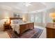 Spacious main bedroom with decorative rug, tray ceilings, and natural light at 400 Fieldstone Lndg, Alpharetta, GA 30005