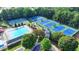 Aerial view of neighborhood tennis courts, clubhouse and pool at 3500 Millwater Xing, Dacula, GA 30019