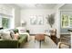 Comfortable living room with a green sofa, area rug, and large windows at 331 Gordon Ne Ave, Atlanta, GA 30307