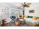 Relaxing living room with unique decor, a ceiling fan, and plenty of natural light at 376 Eagle Tiff Dr, Sugar Hill, GA 30518
