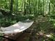 Backyard with a hammock, trees, and a path to explore at 2539 Lakeside Dr, Villa Rica, GA 30180
