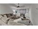 Finished basement featuring a home theater setup, a comfortable sectional sofa, and ample space for entertainment at 5475 Trowbridge Dr, Dunwoody, GA 30338