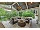 Inviting covered patio with comfortable seating and view of the yard at 5475 Trowbridge Dr, Dunwoody, GA 30338