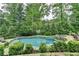 Backyard pool and spa surrounded by lush landscaping at 5475 Trowbridge Dr, Dunwoody, GA 30338