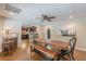 Dining room with an open design, rustic table, and stylish decor, perfect for entertaining or Gathering gatherings at 9465 Grande Dr, Winston, GA 30187