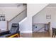 A black metal and wood staircase leads to the second floor at 834 S Columbia Dr, Decatur, GA 30030