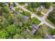 Aerial view of a neighborhood with mature trees and well-maintained homes at 141 Springbrooke Trl, Dallas, GA 30157